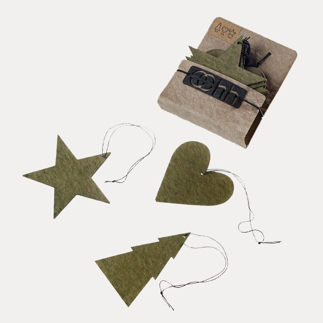 Papieranhänger pulp 12er Set - olive