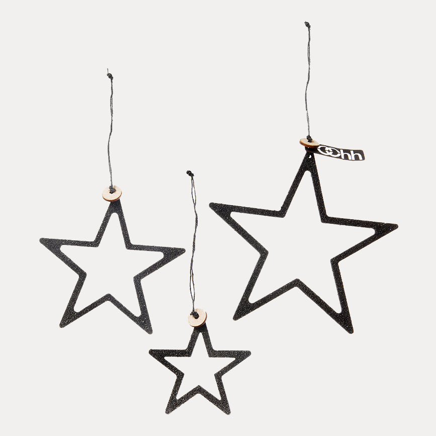 Dekoanhänger Sterne 3er Set - schwarz