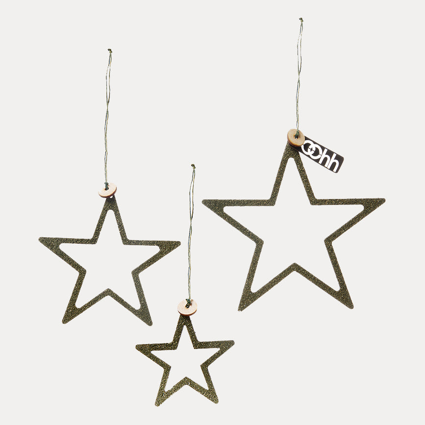 Dekoanhänger Sterne 3er Set - olive