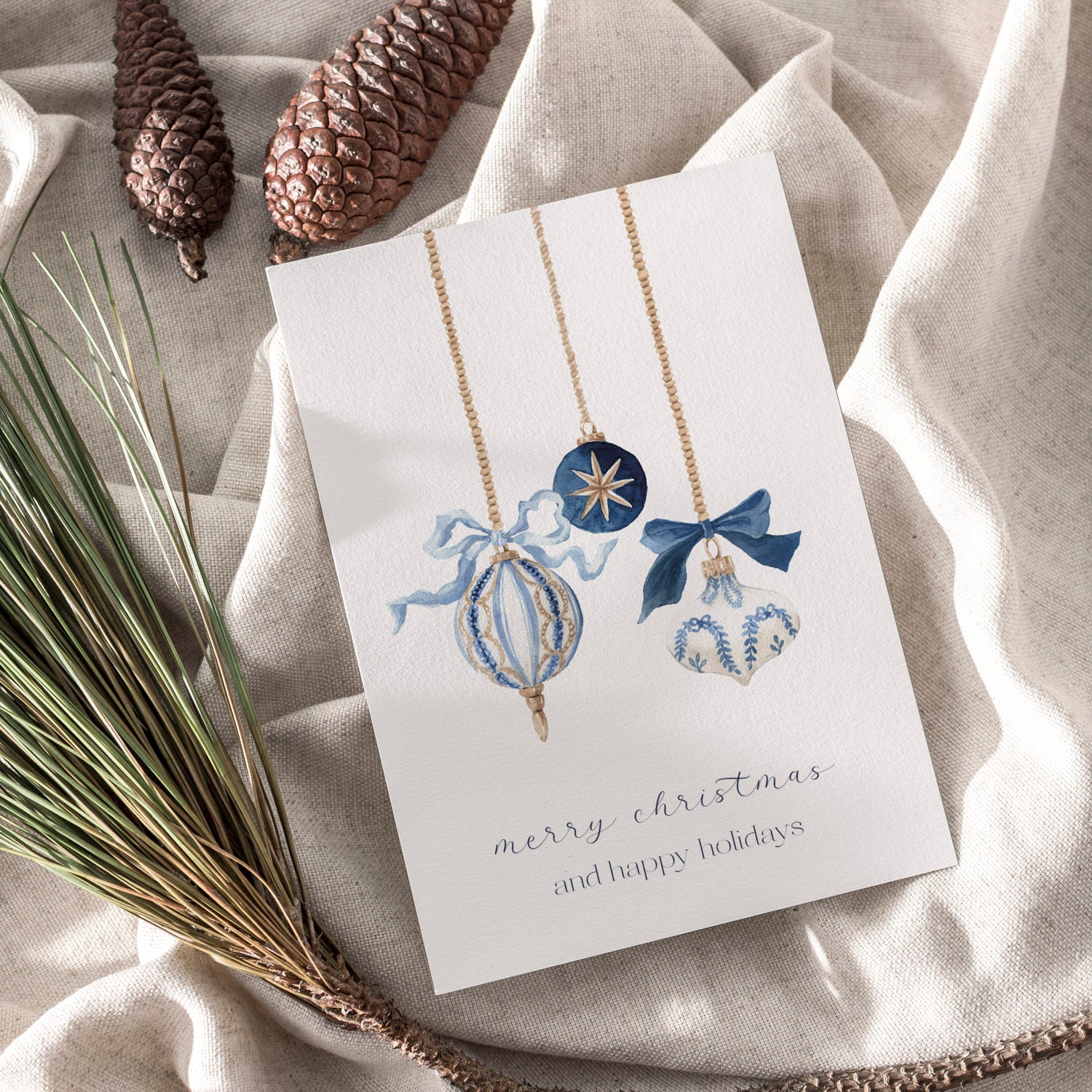 Weihnachtskarte auf Strukturpapier Kugeln A6