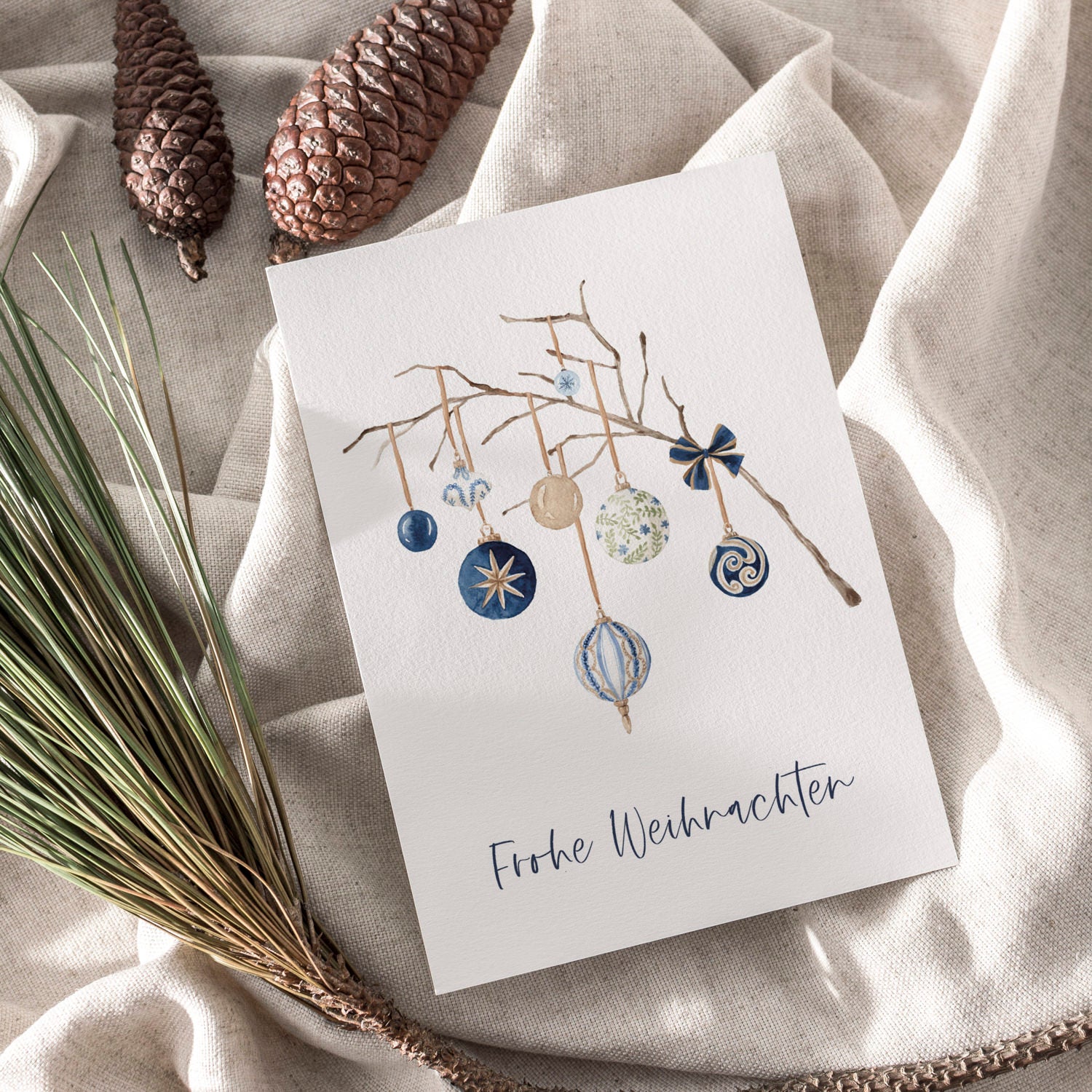 Weihnachtskarte auf Strukturpapier Zweig A6