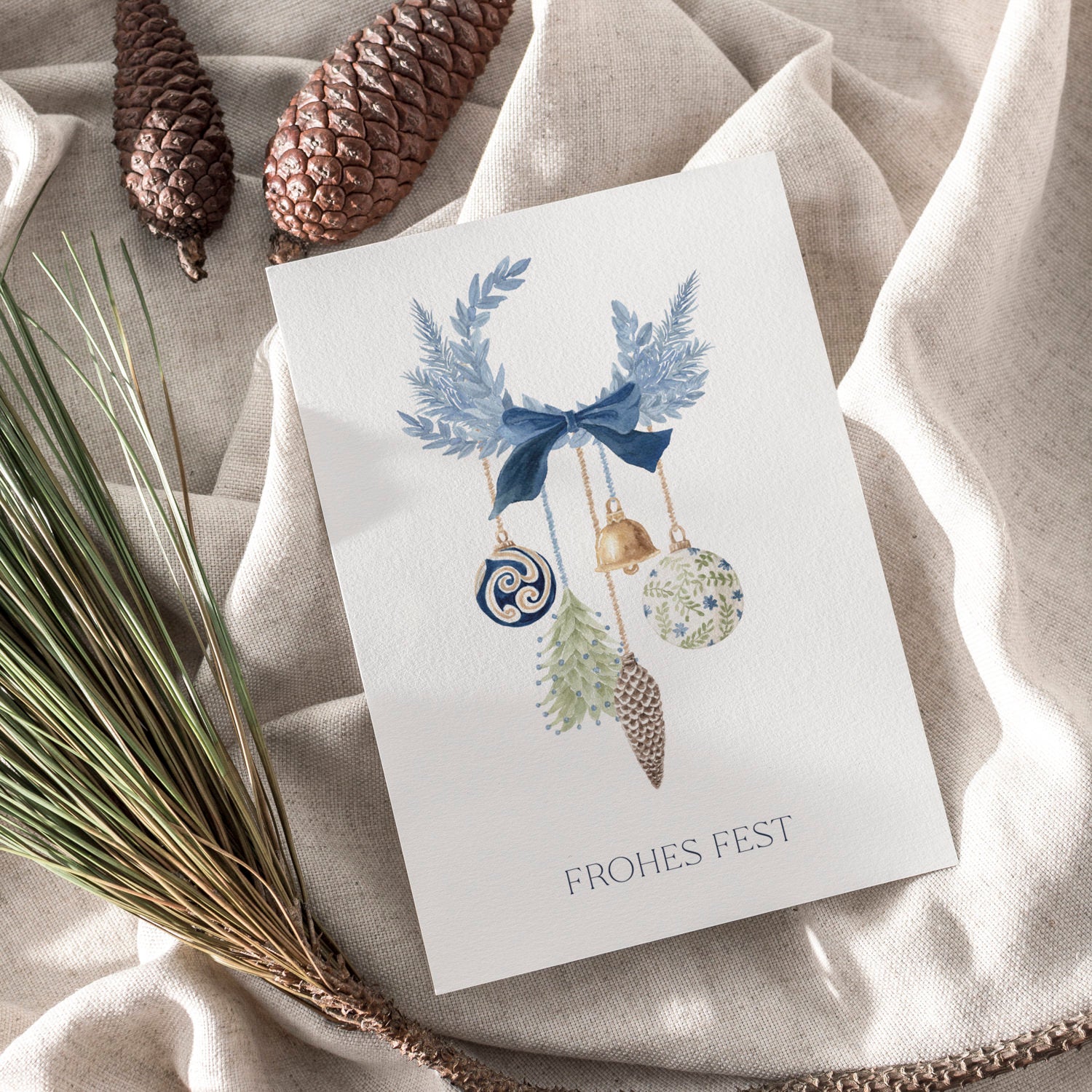 Weihnachtskarte auf Strukturpapier Zweig A6