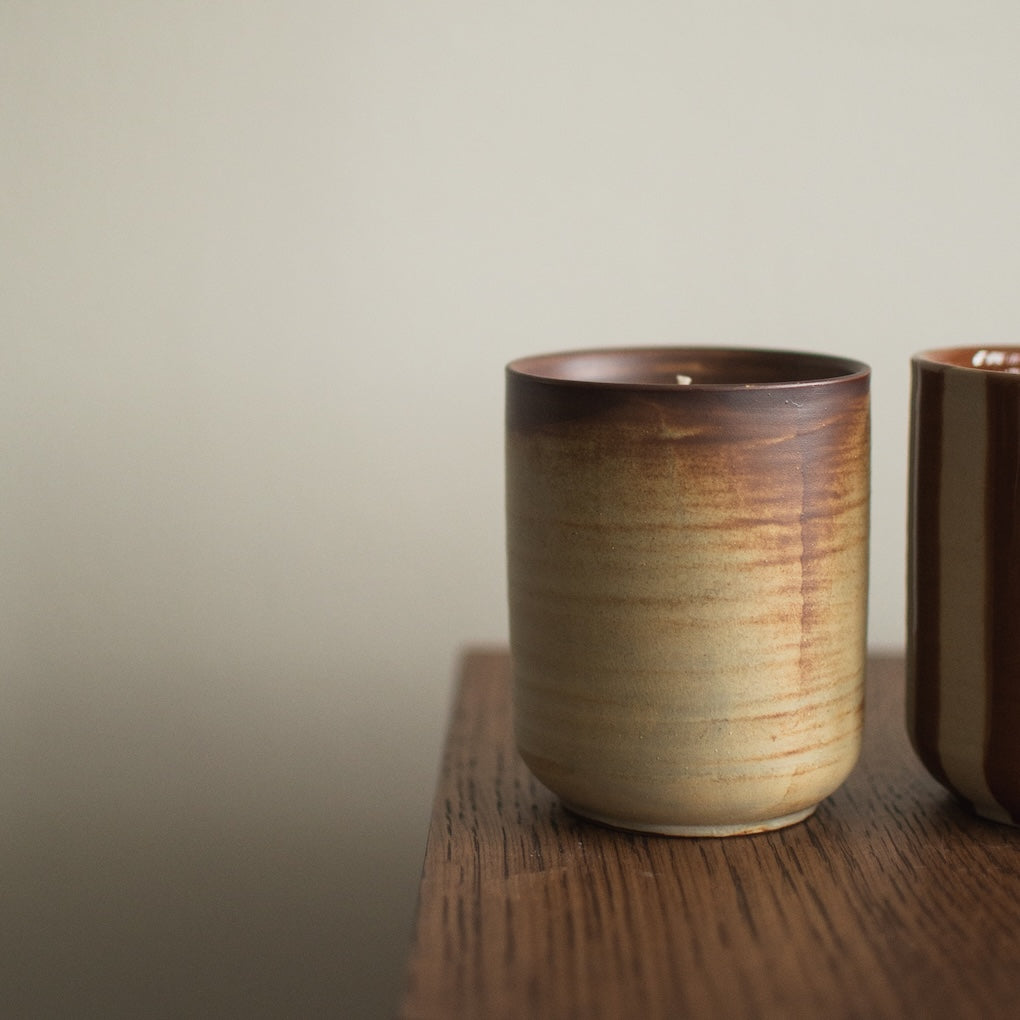 Duftkerze Burn - creme/brown