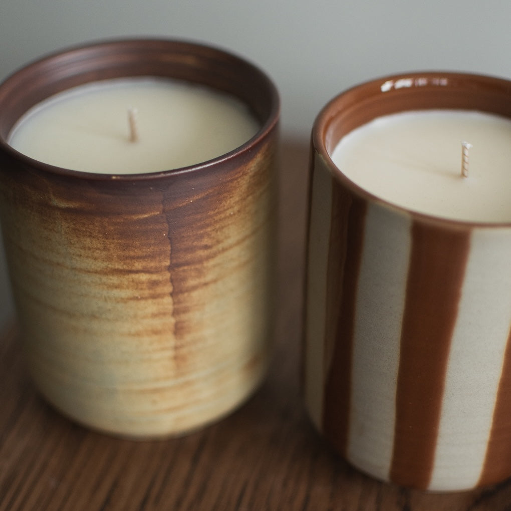 Duftkerze Burn - creme/brown