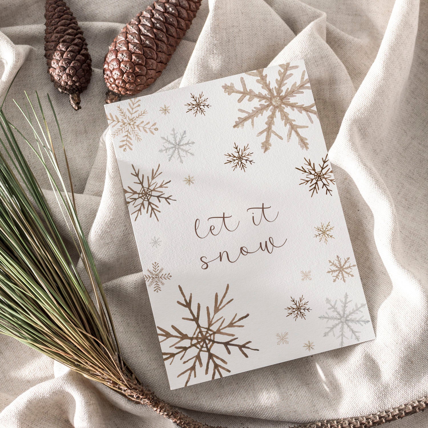 Weihnachtskarte auf Strukturpapier Schneeflocken A6