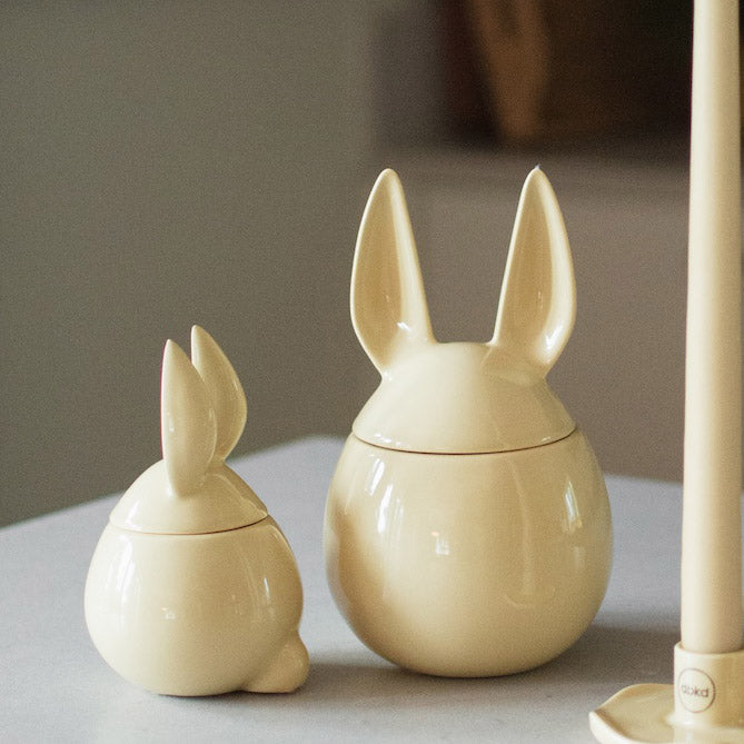 Eating Rabbit Schale mit Deckel - shiny yellow