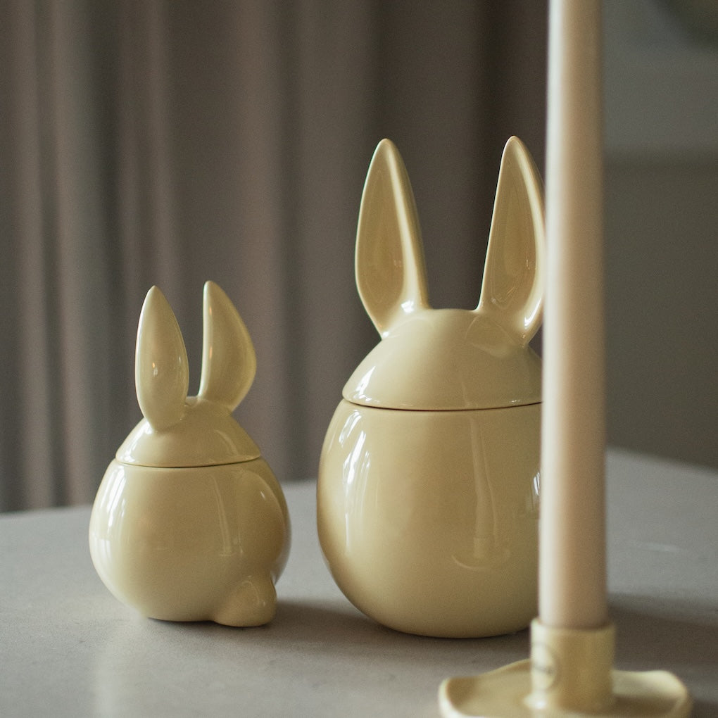 Eating Rabbit Schale mit Deckel - shiny yellow