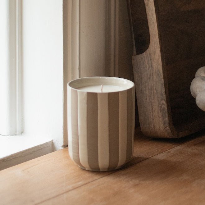 Duftkerze Burn - stripe creme