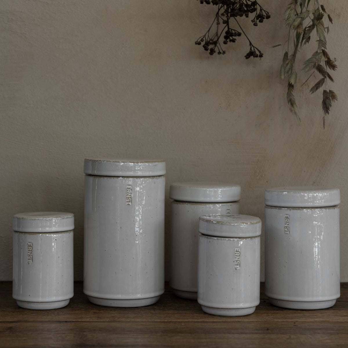 Keramikdose mit Deckel - natur