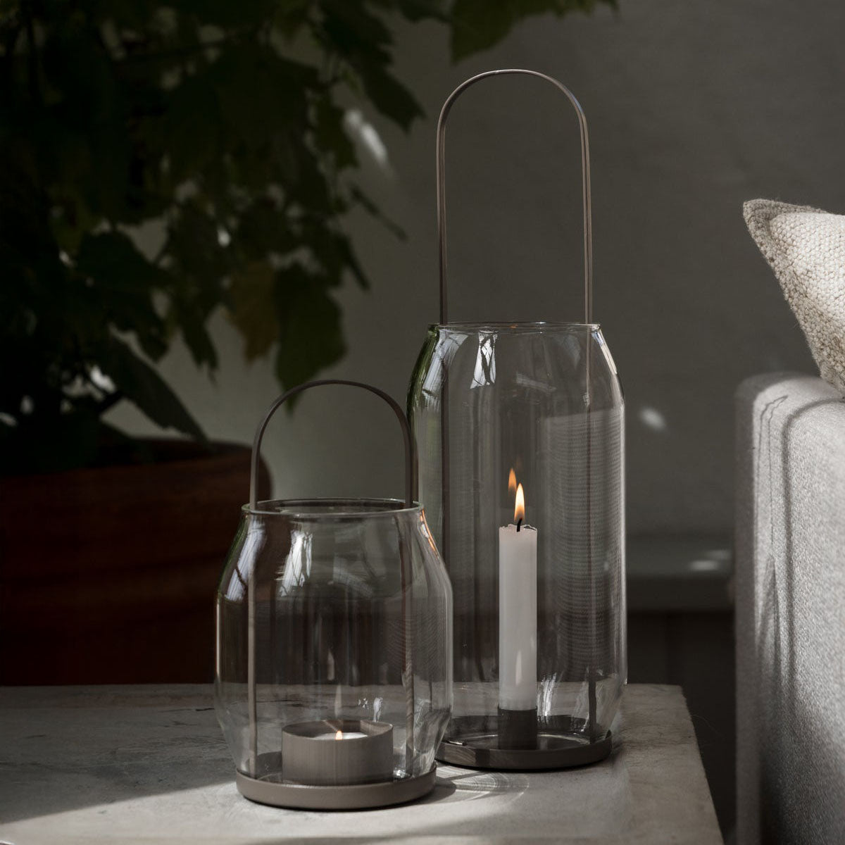 Windlicht für Blockkerze - braun