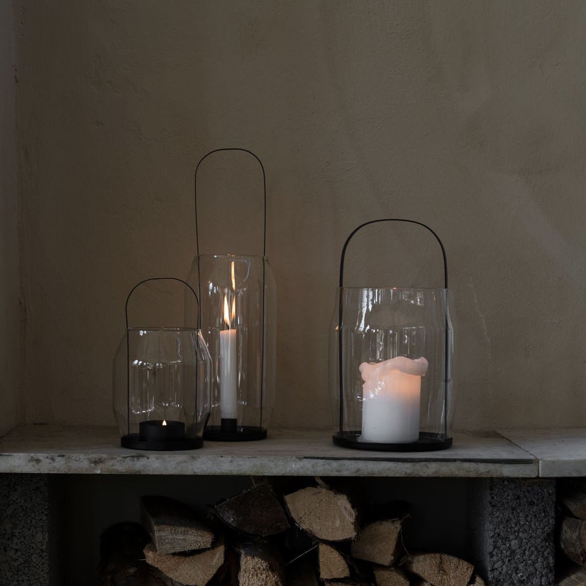 Windlicht für Teelicht - schwarz