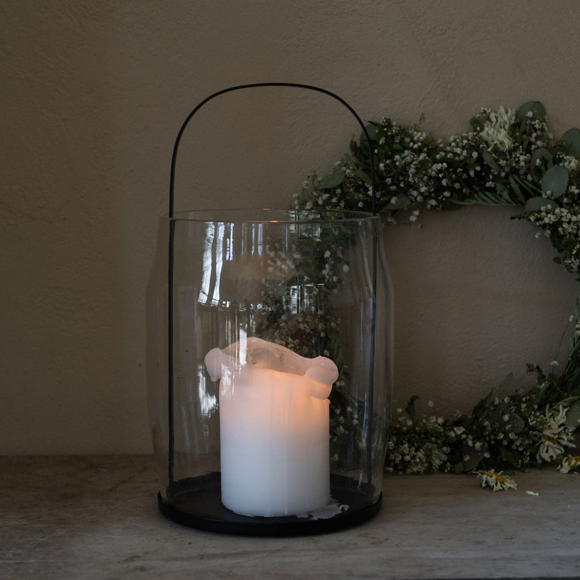 Windlicht für Blockkerze - schwarz