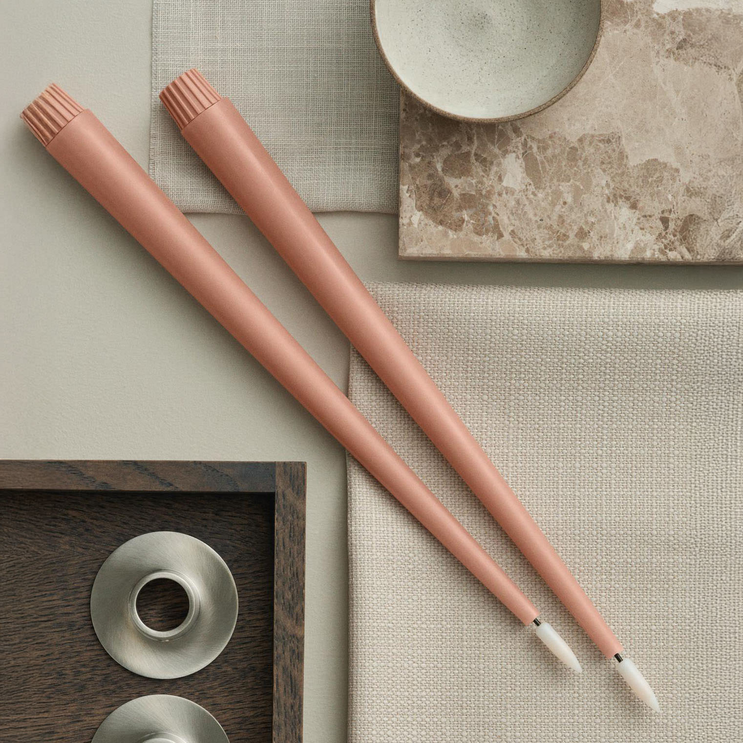 Ester & Erik LED Stabkerzen 2er Set - 20 rosy caramel