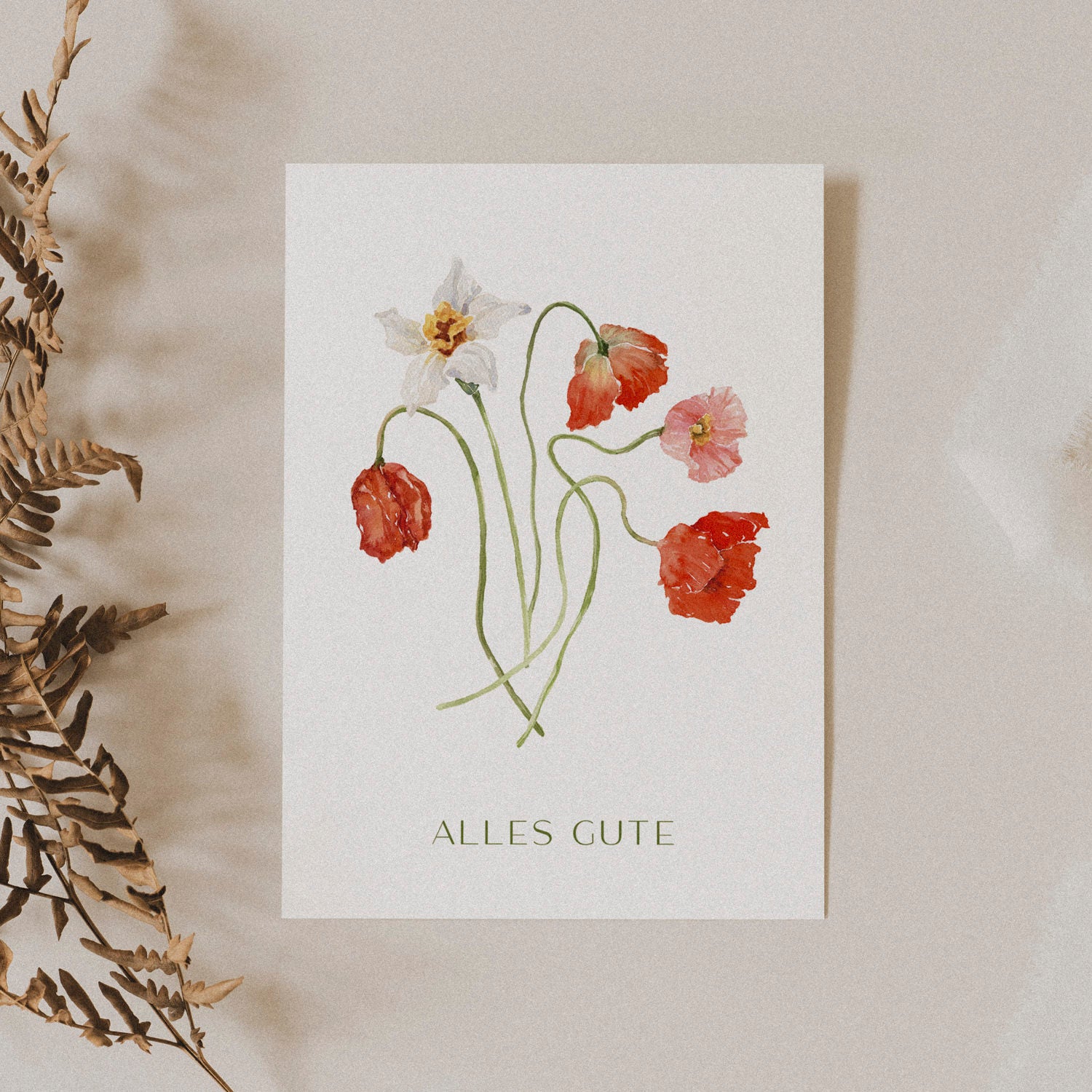 Glückwunschkarte auf Strukturpapier Blumen A6