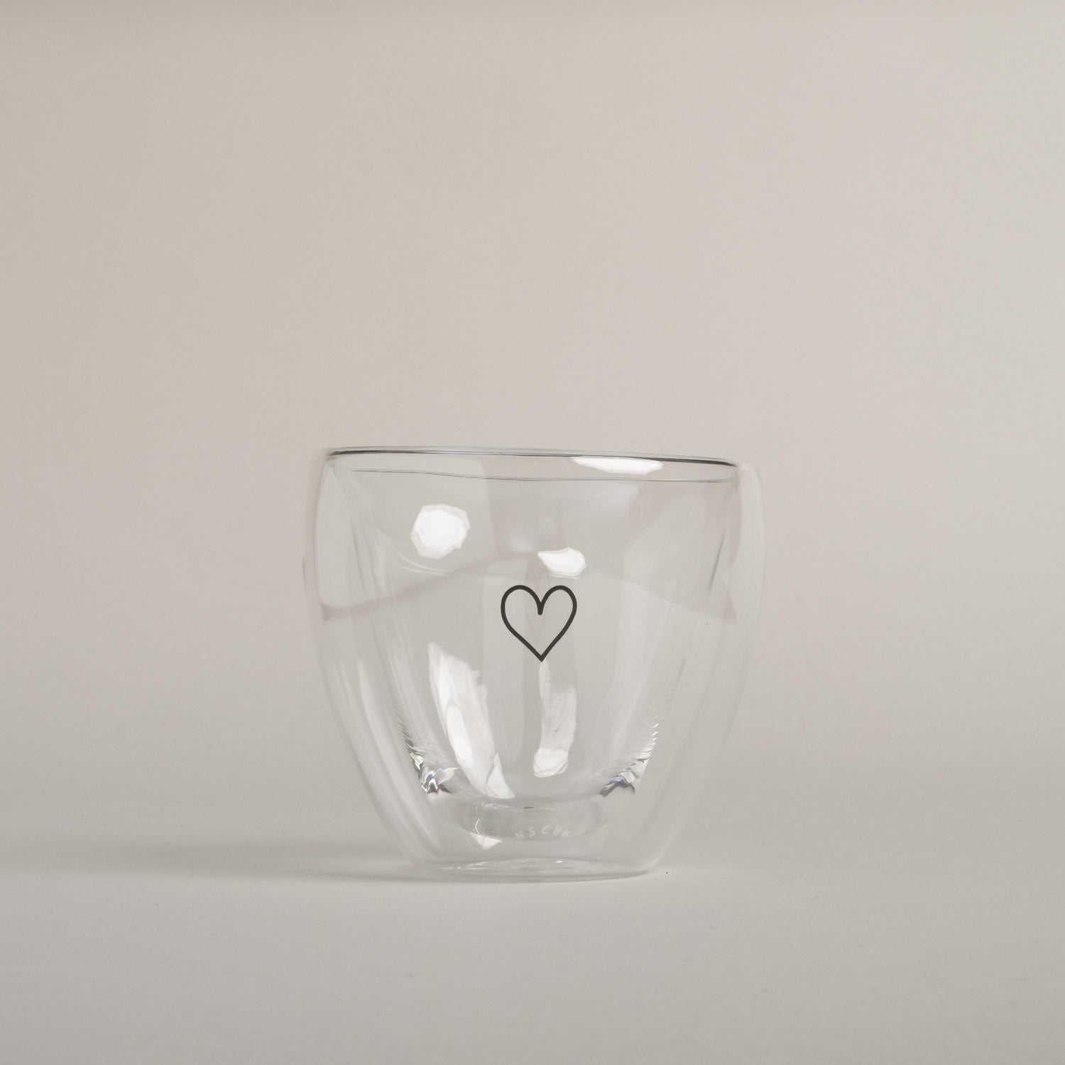 Doppelwandiges Herzglas 200ml - schwarz
