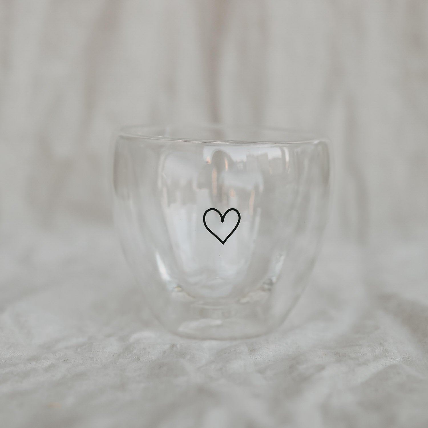Doppelwandiges Herzglas 200ml - schwarz