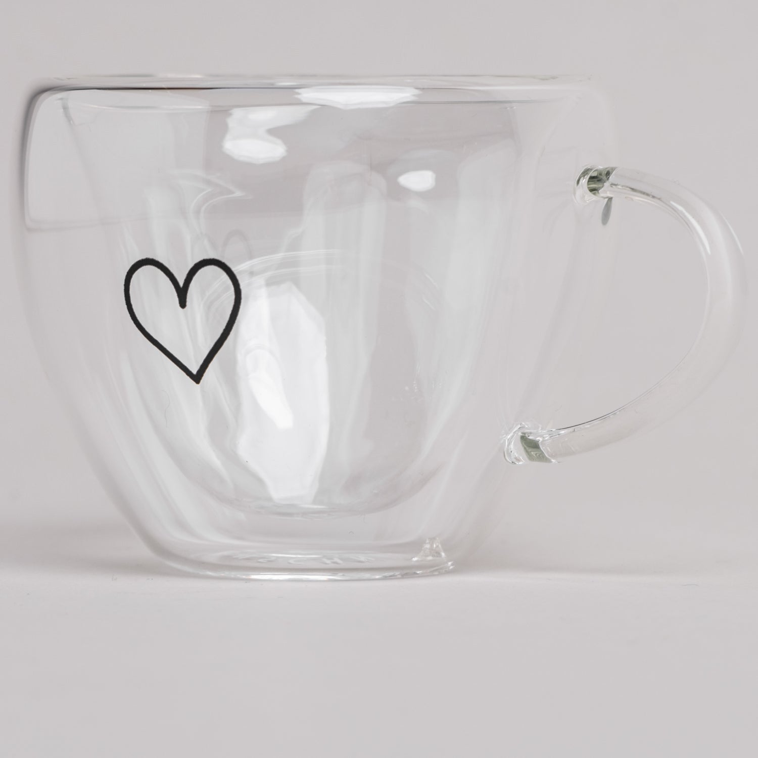 Doppelwandiges Espressoglas Herz mit Henkel