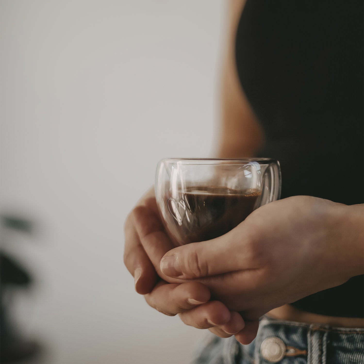 Doppelwandiges Espressoglas Herz - schwarz