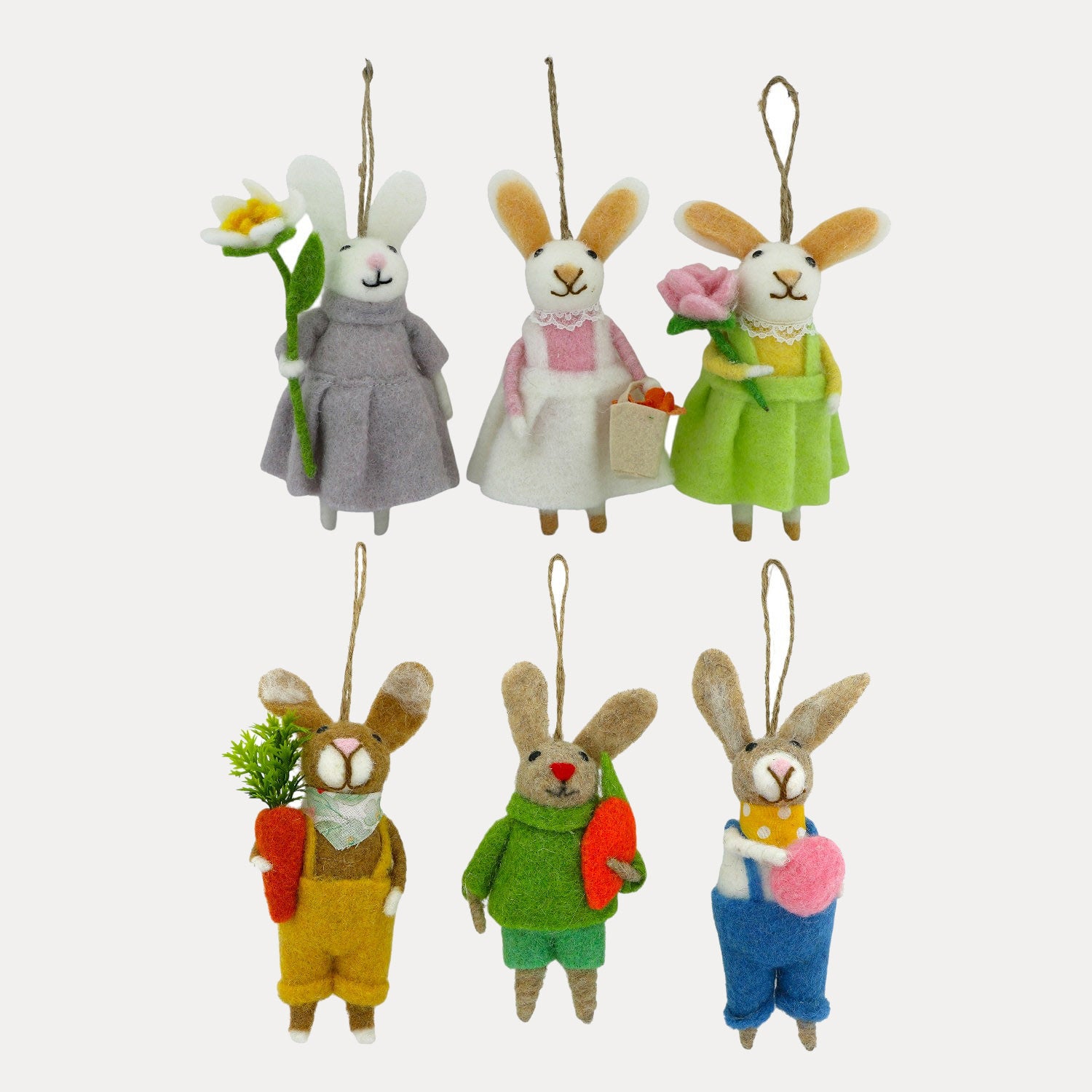 Dekoanhänger Hasenfamilie 6er Set
