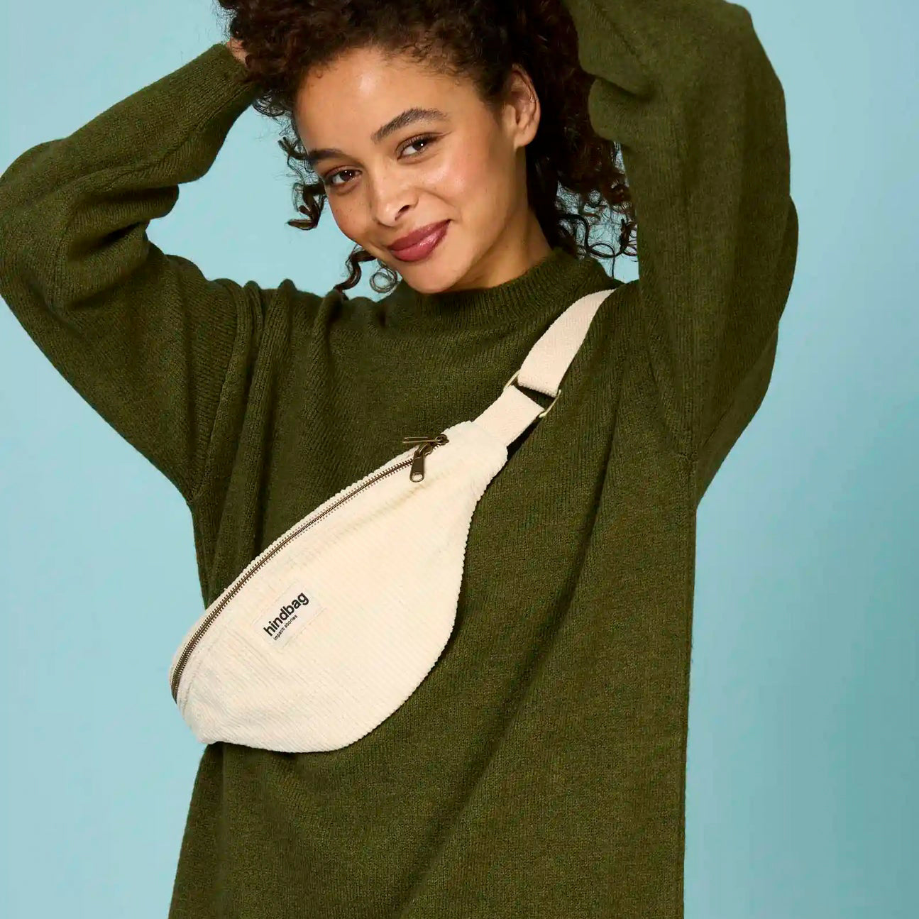 Olivia Bauchtasche - samt beige