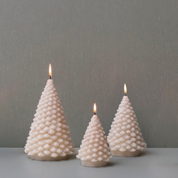 Kerze Tannenbaum Snow - weiß