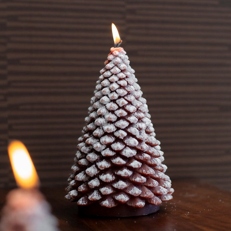 Kerze Tannenbaum Snow - braun