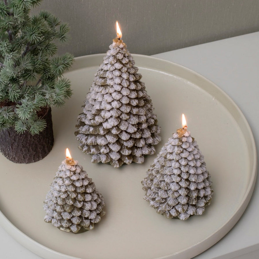 Kerze Tannenbaum Snow - grün