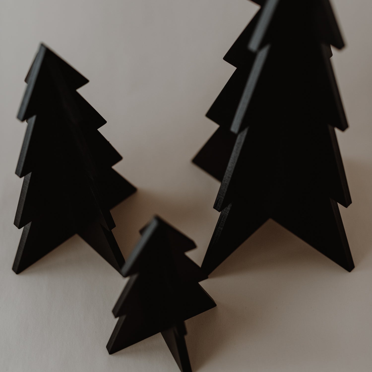 Tannenbäume aus Holz 3er Set - schwarz