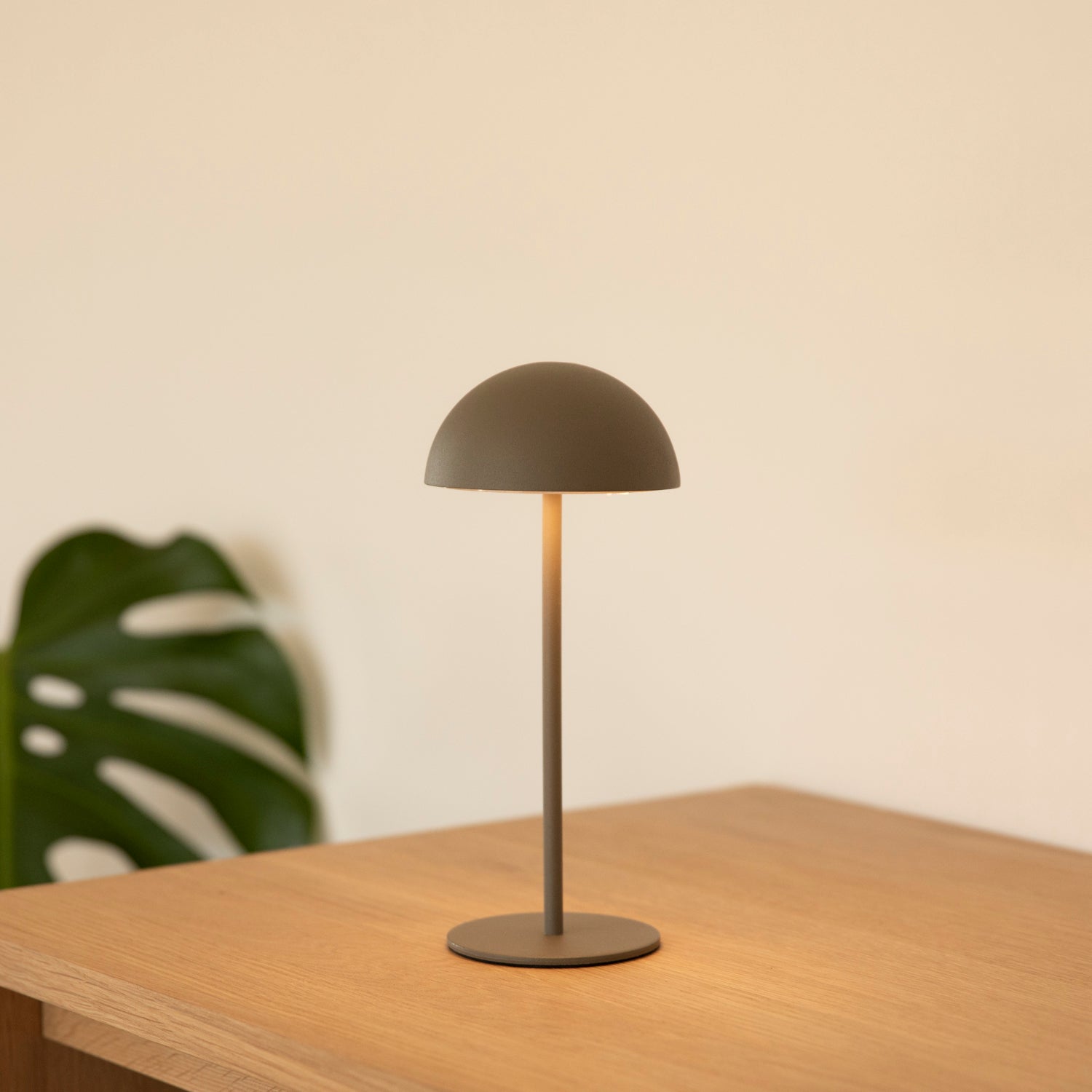 LED Tischlampe rund outdoor - taupe
