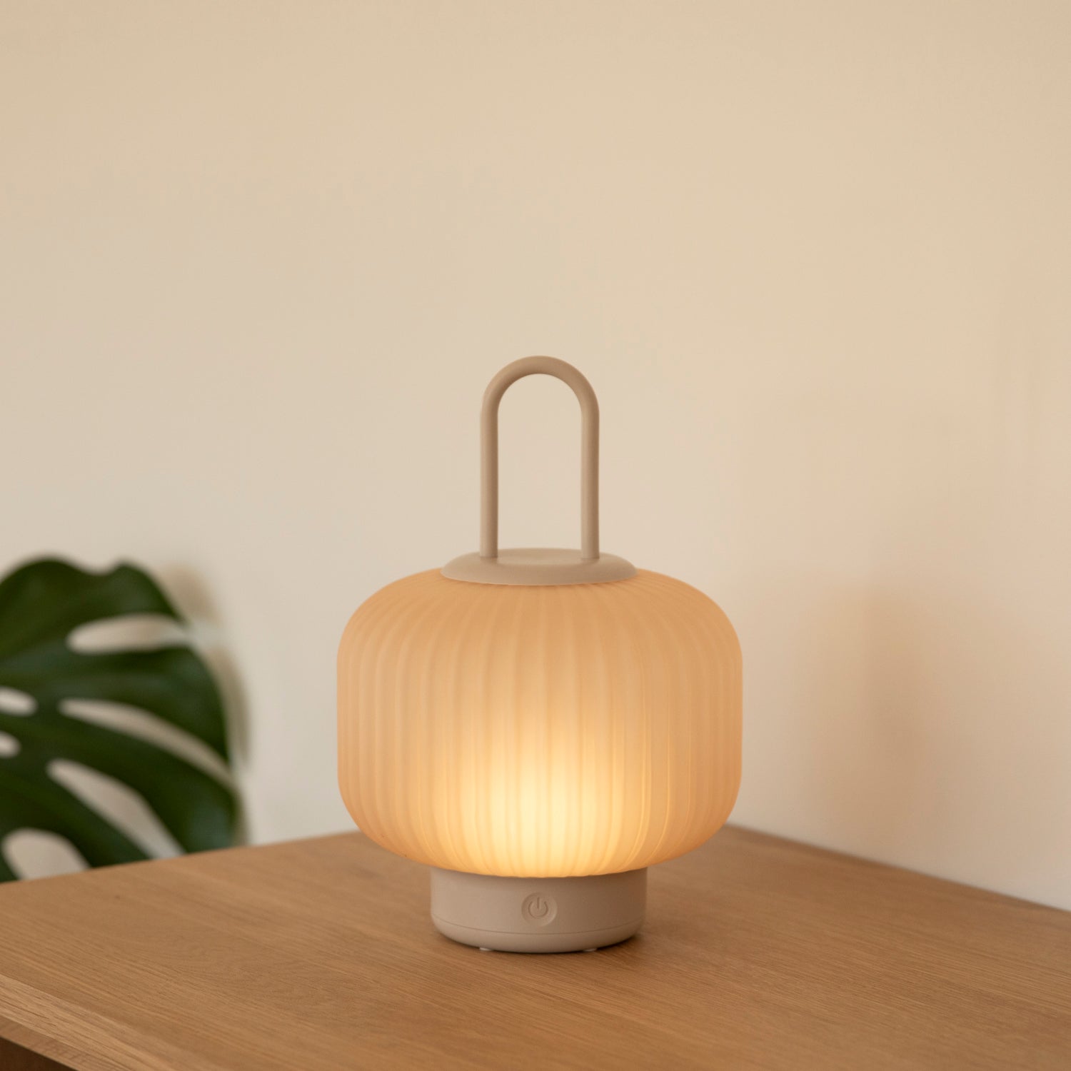 LED Laterne mit Glas outdoor - beige