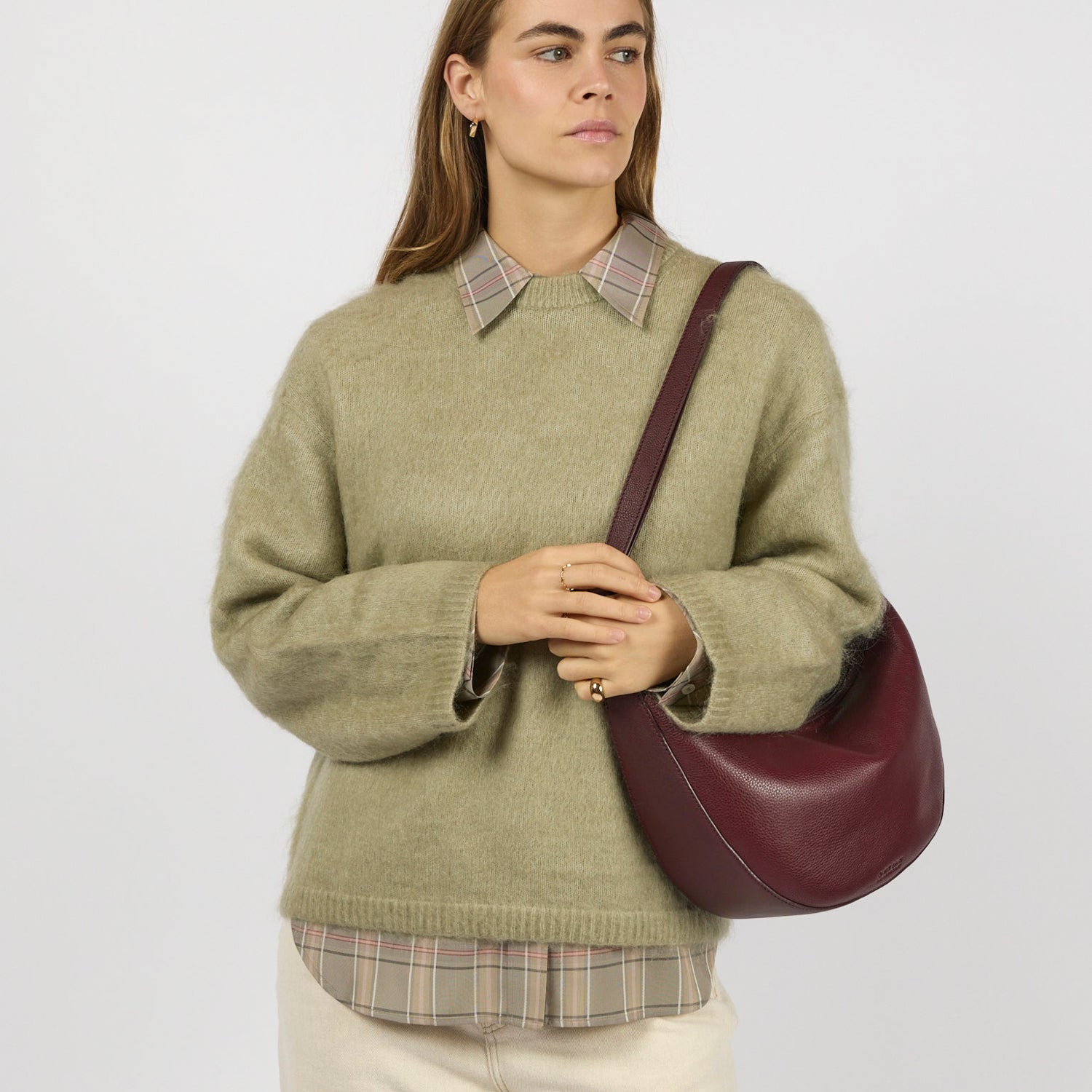 Leo Maxi Tasche - Leder Dark Cherry