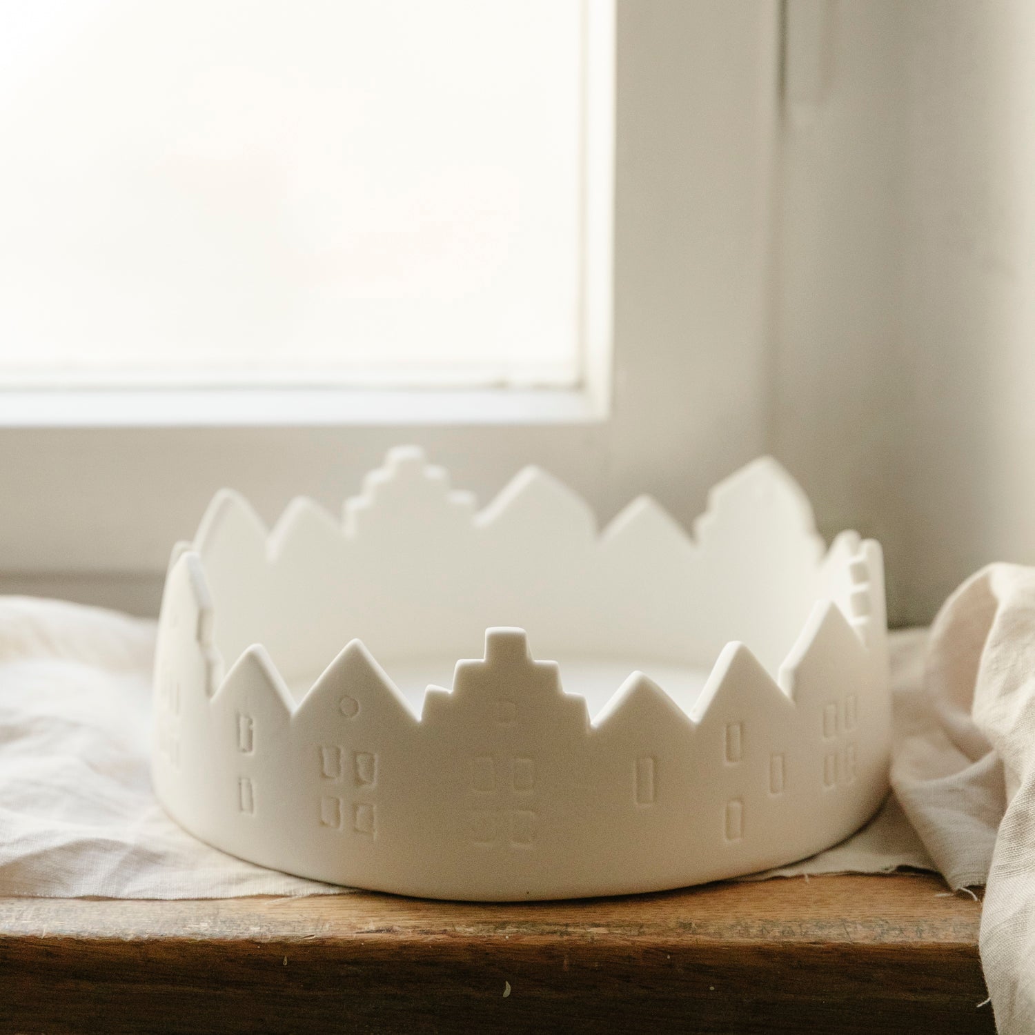 Kerzenhalter Schale Häuser - weiß