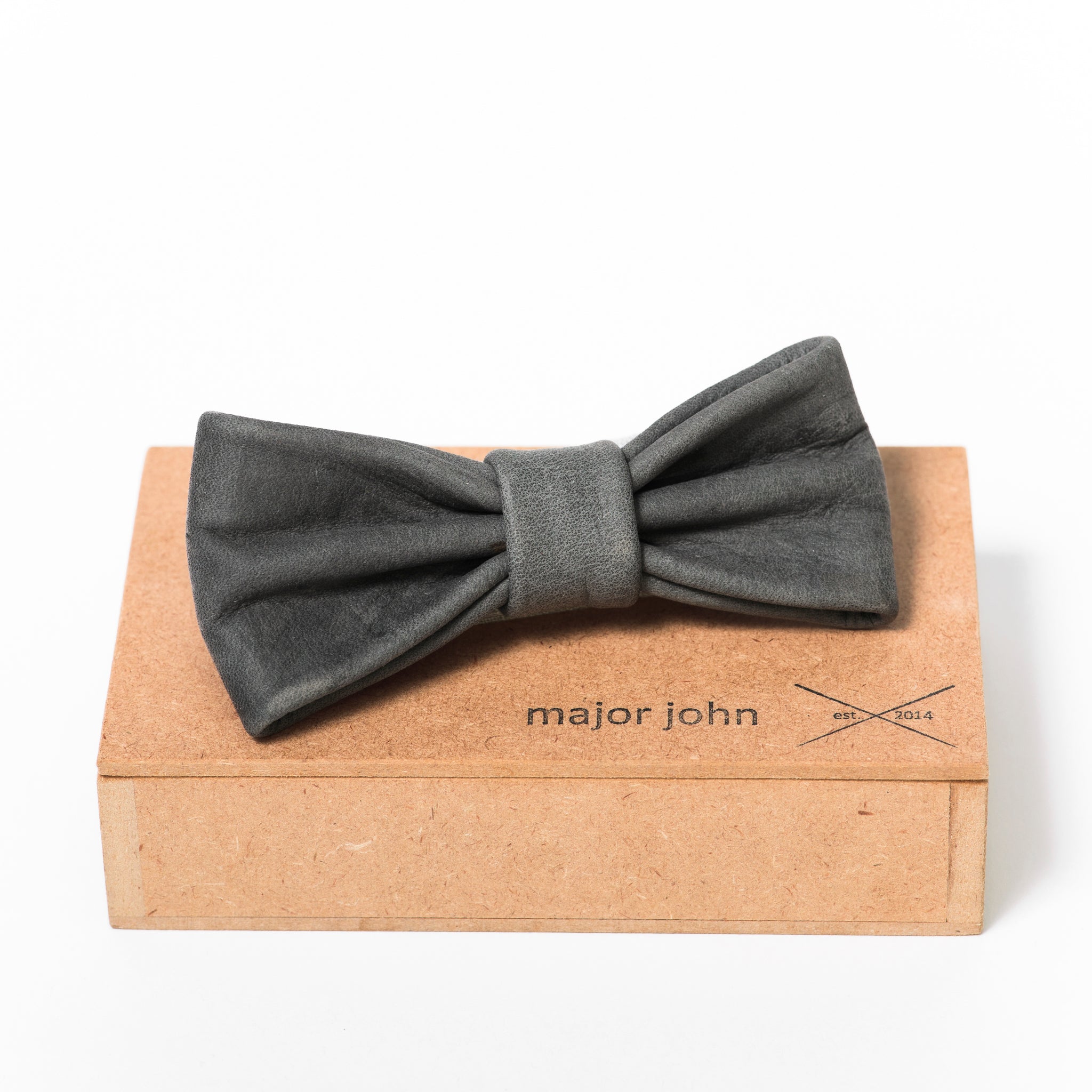 Fliege aus Leder - blau grau