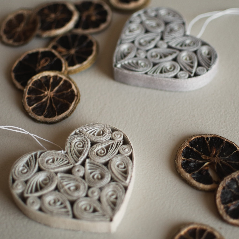 Dekoanhänger Paper Heart - creme