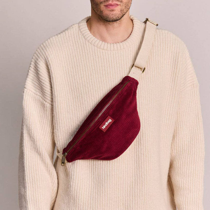 Olivia Bauchtasche - samt bordeaux