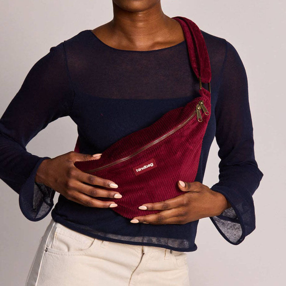 Sasha Bauchtasche - samt bordeaux