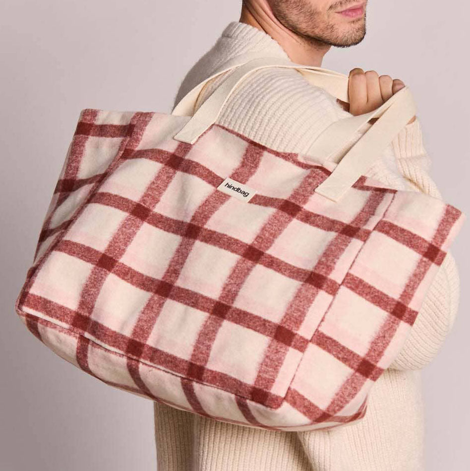 Claude Tragetasche - Tartan rosa rot