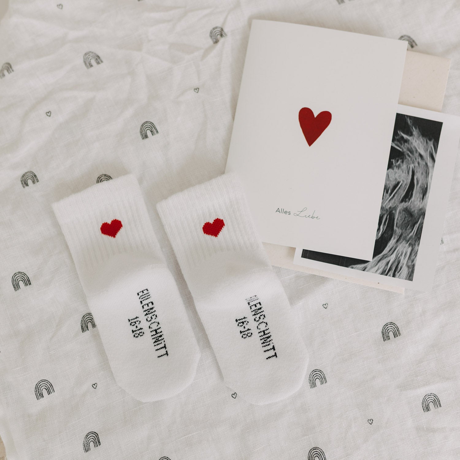 Babysocken Herz - rot