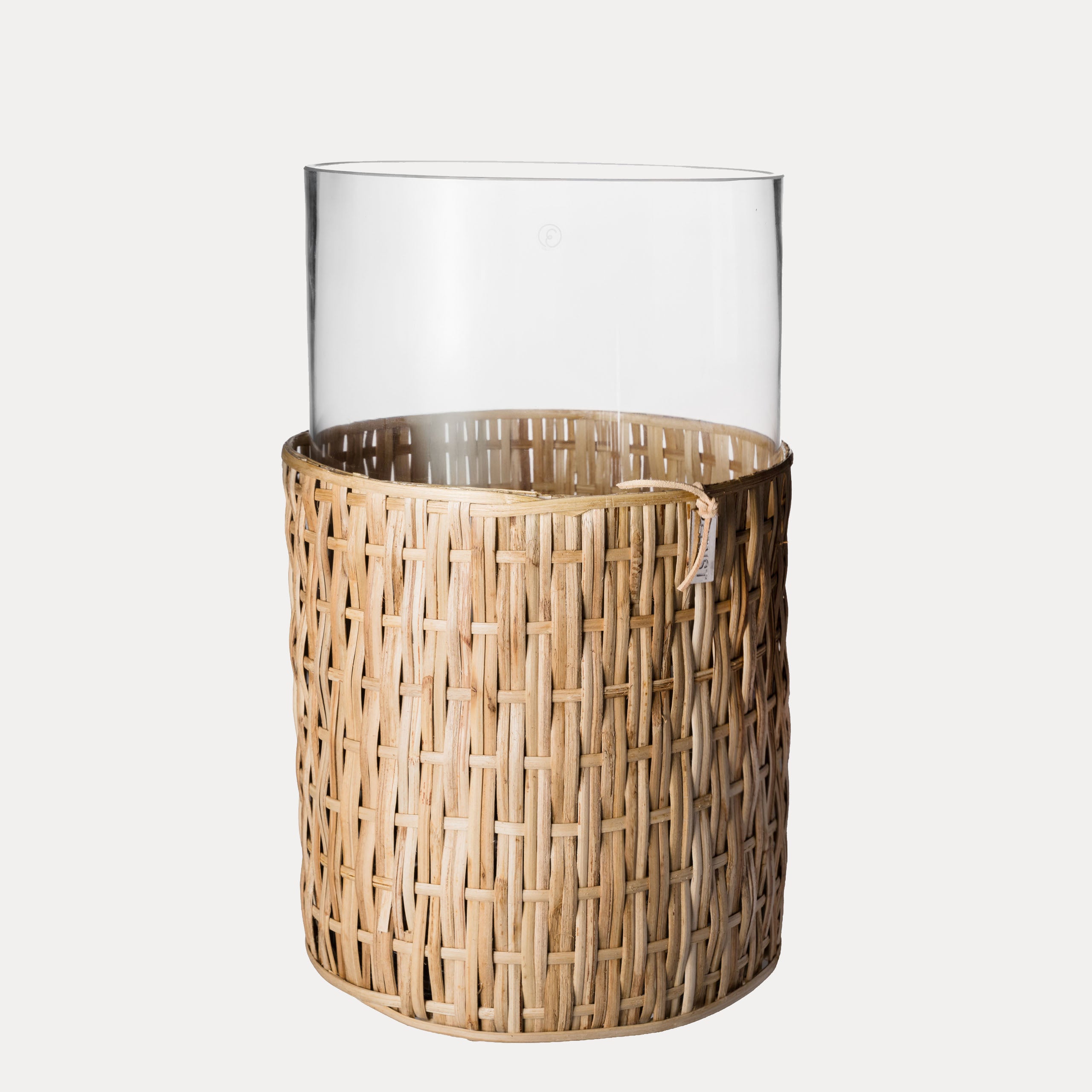 Vase / Windlicht mit Korb - hell