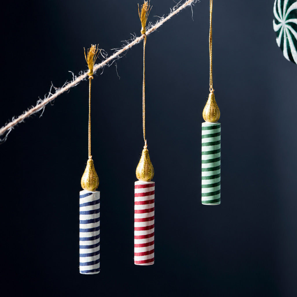 Weihnachtsanhänger Kerzen 3er Set - bunt