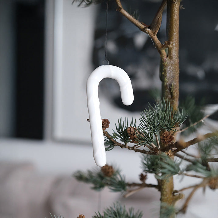 Dekoanhänger Zuckerstange - weiß