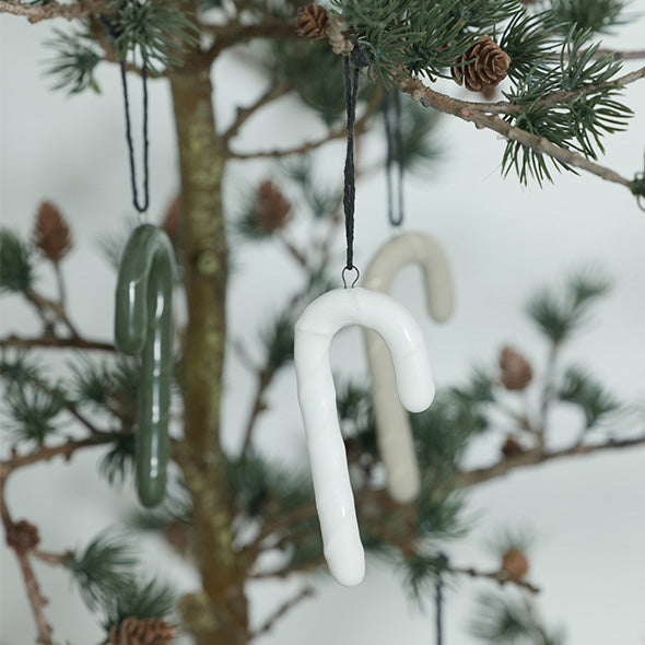 Dekoanhänger Zuckerstange - weiß