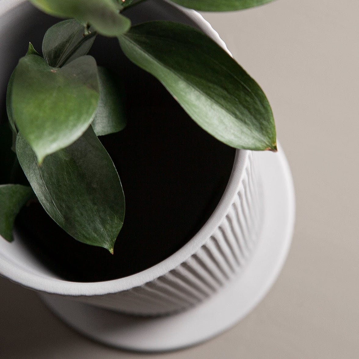 Vase Ede hellgrau hoch mit Rillen Storefactory Skandi Design