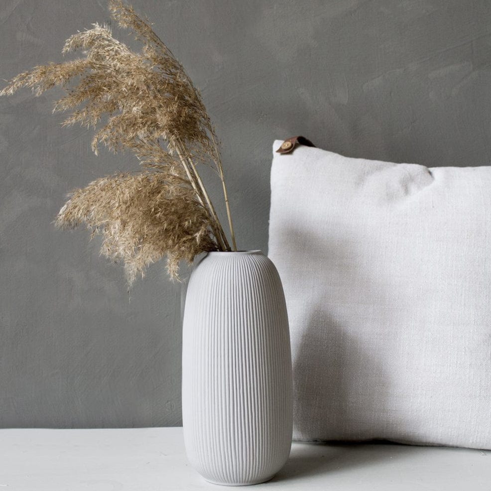Vase Aby hellgrau rund mit Rillen Skandi Storefactory