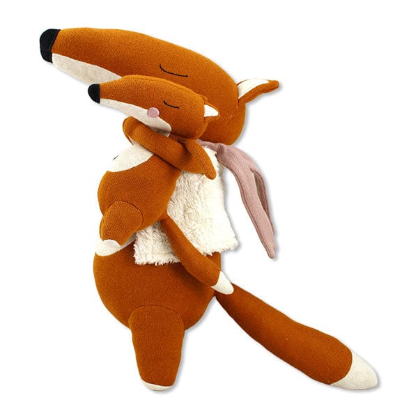 Kuscheltier Fuchs mit Baby aus Strickstoff