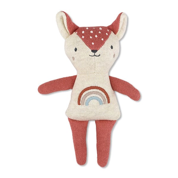 Babyrassel Reh mit Regenbogenshirt - rose