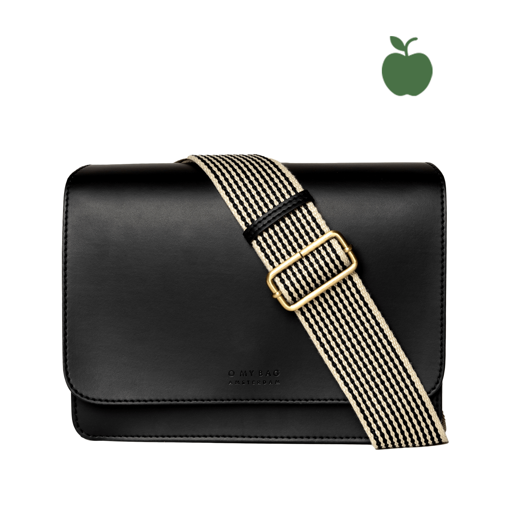 Audrey Tasche - Veganes Apfelleder Schwarz mit 2 Straps