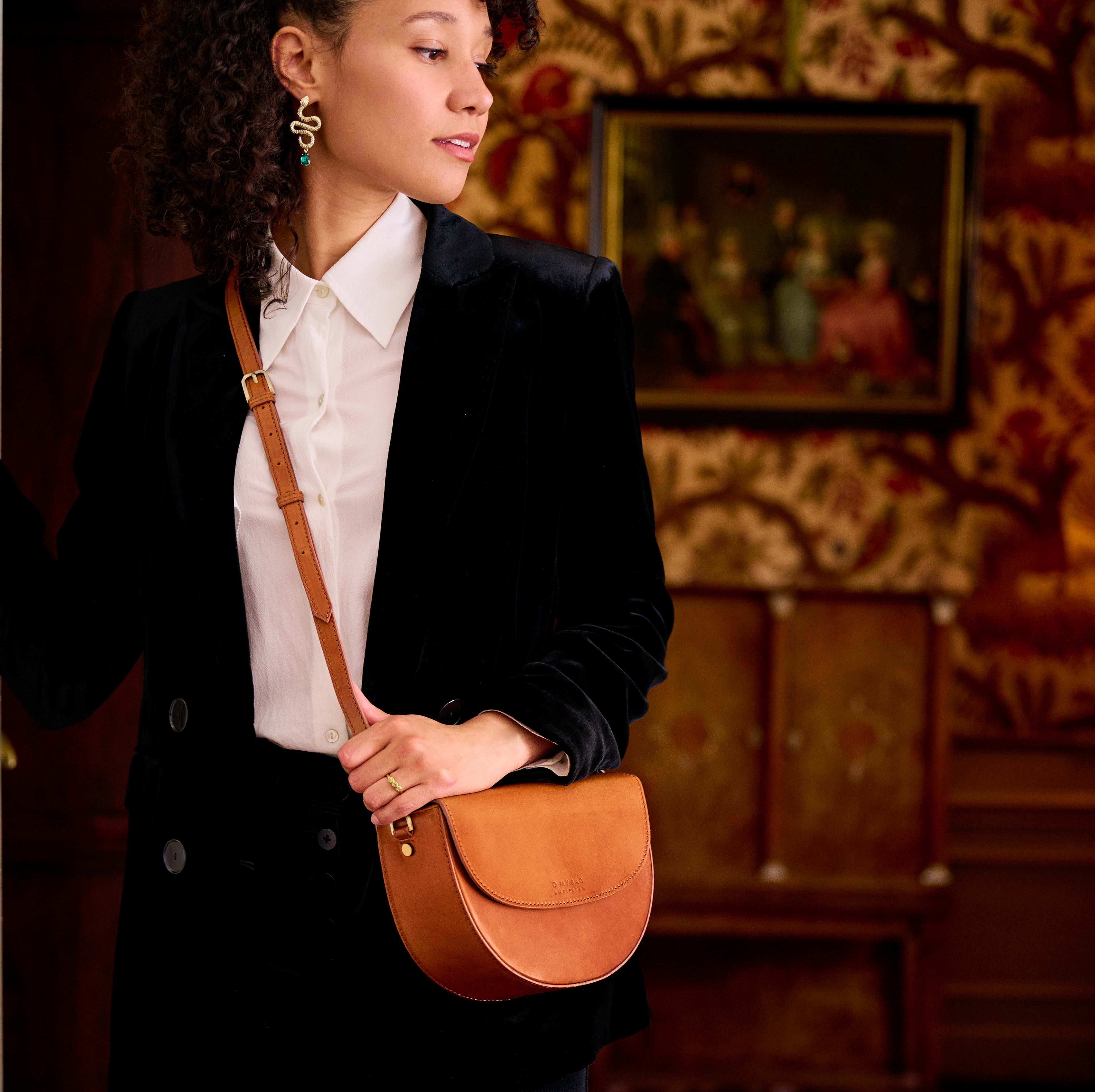 Ava Tasche - Leder Cognac mit 2 Straps