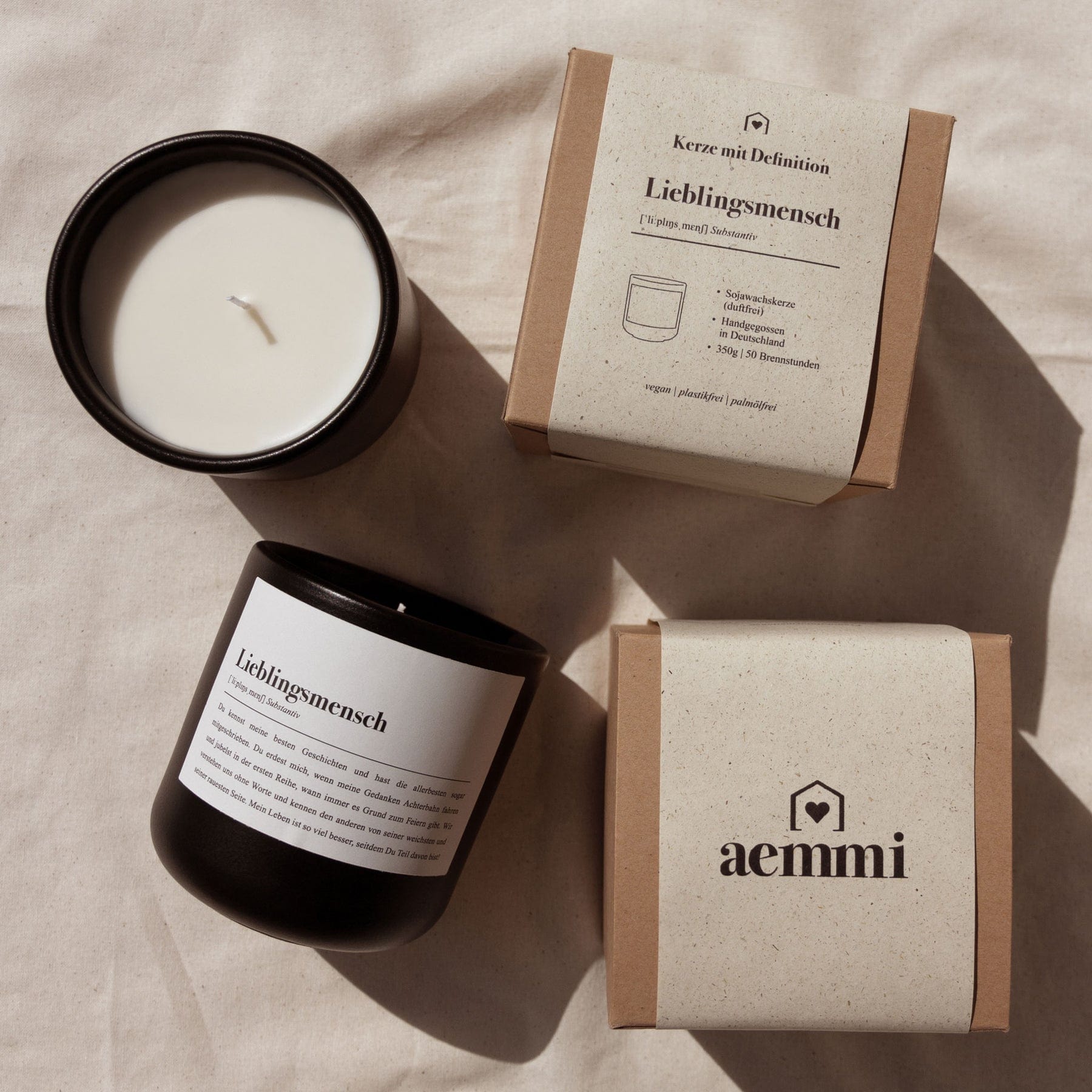 Soja-Wachs Kerze ohne Duft - Lieblingsmensch