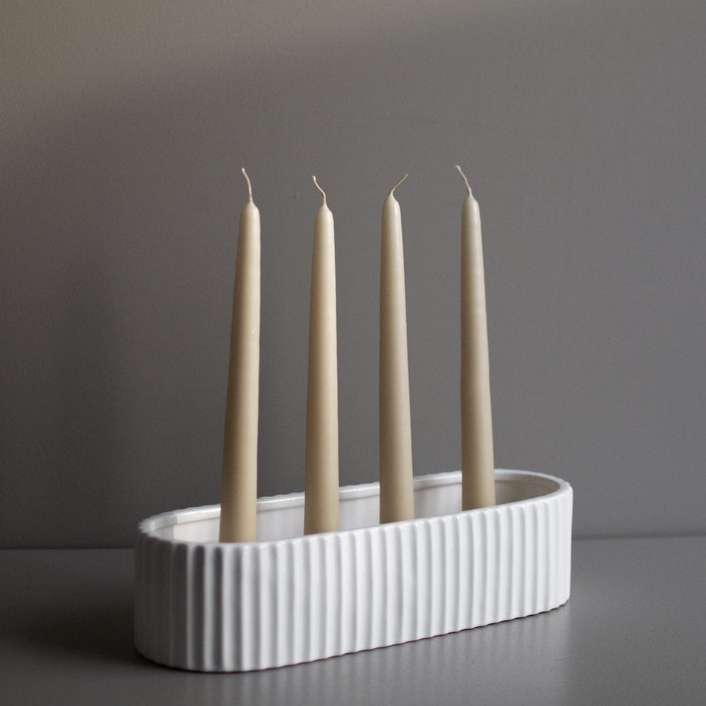 Kerzenhalter Stripe - weiß